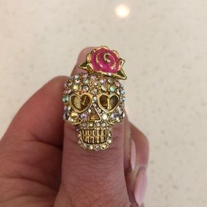 Betsey Johnson Skull Flower Ring